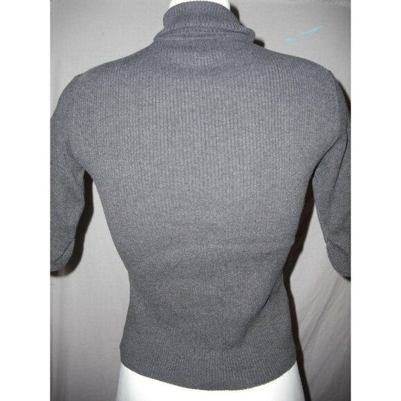 INC Womens Gray Ribbed Turtleneck Sweater 3/4 Split Sleeves Cotton Size Medium - Picture 3 of 5